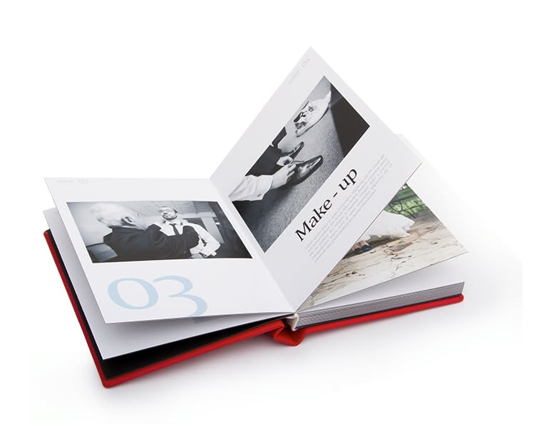 Open handcrafted wedding album